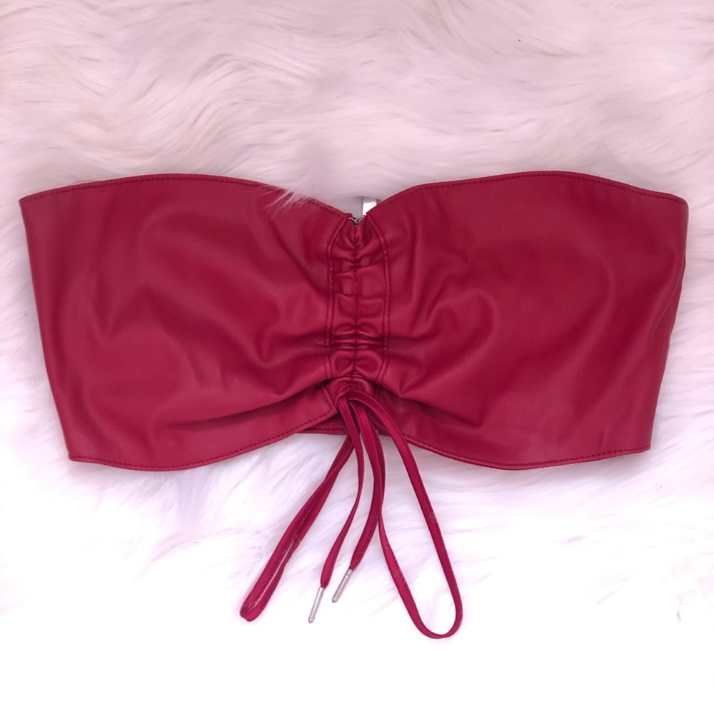 NWT Mistress rocks red vegan leather bralet